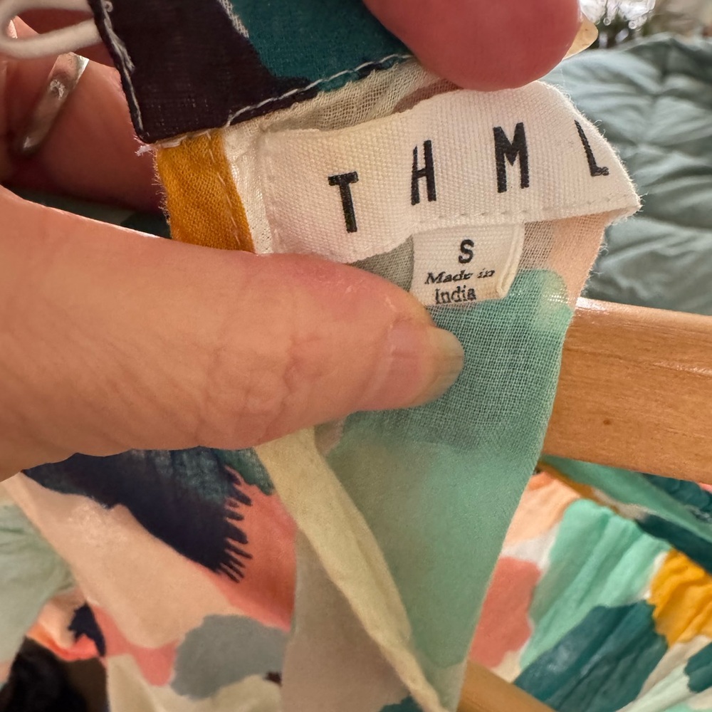 Thml Multi Swatch Pattern Mock Neck Flutter Sleev… - image 4